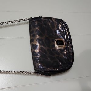 Nine West animal print black crossbody interior zip pocket